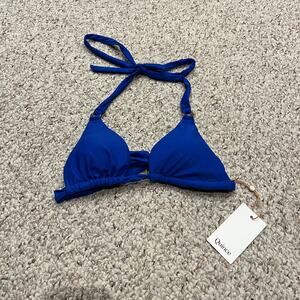 NEW Quince Italian Triangle Bikini Top S Electric Blue Summer Beach Coastal Pool